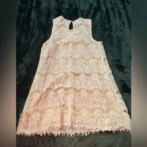 White Lace‎ Halter Mini Dress Boho Bohemian Rehearsal Size XS 0274 - Picture 5 of 6